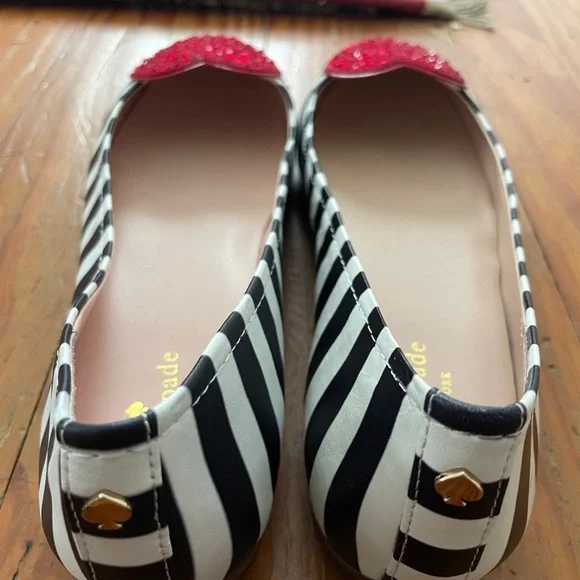 Kate Spade Black and White Striped Ballet Flats Size 9 - Picture 2 of 7